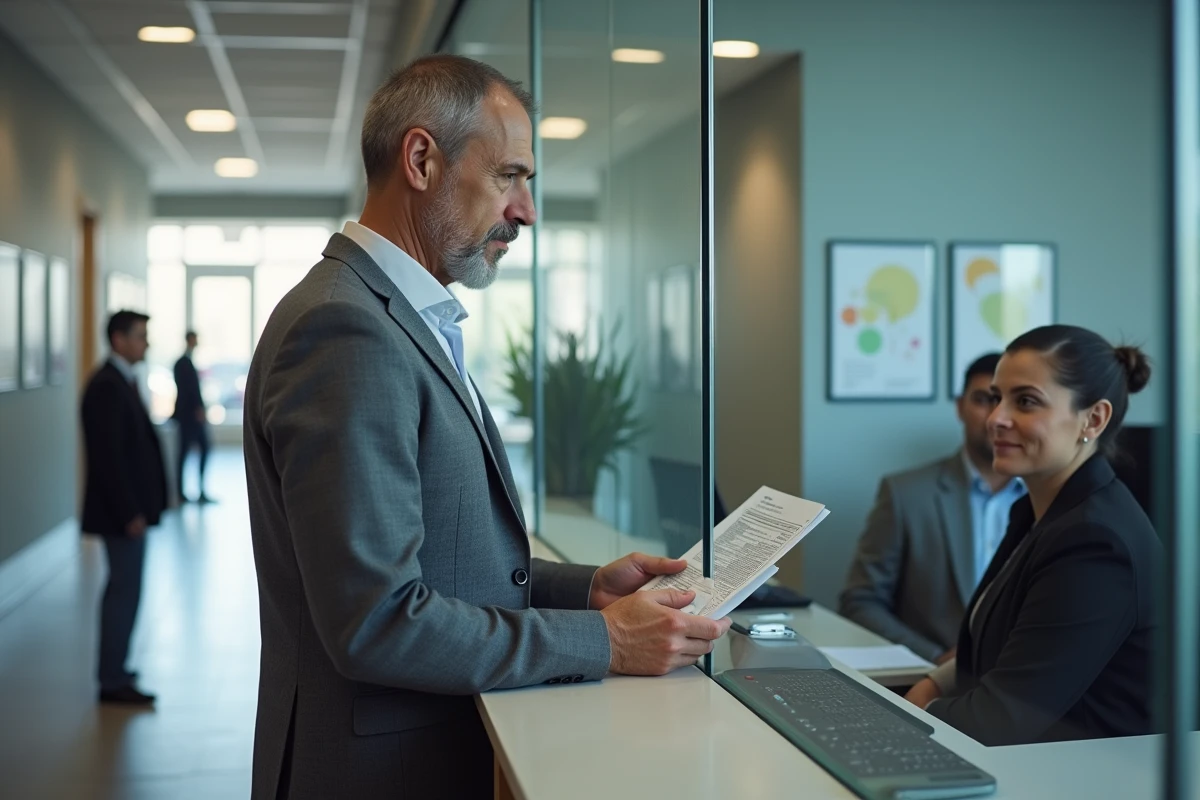 Homme présentant ses documents d