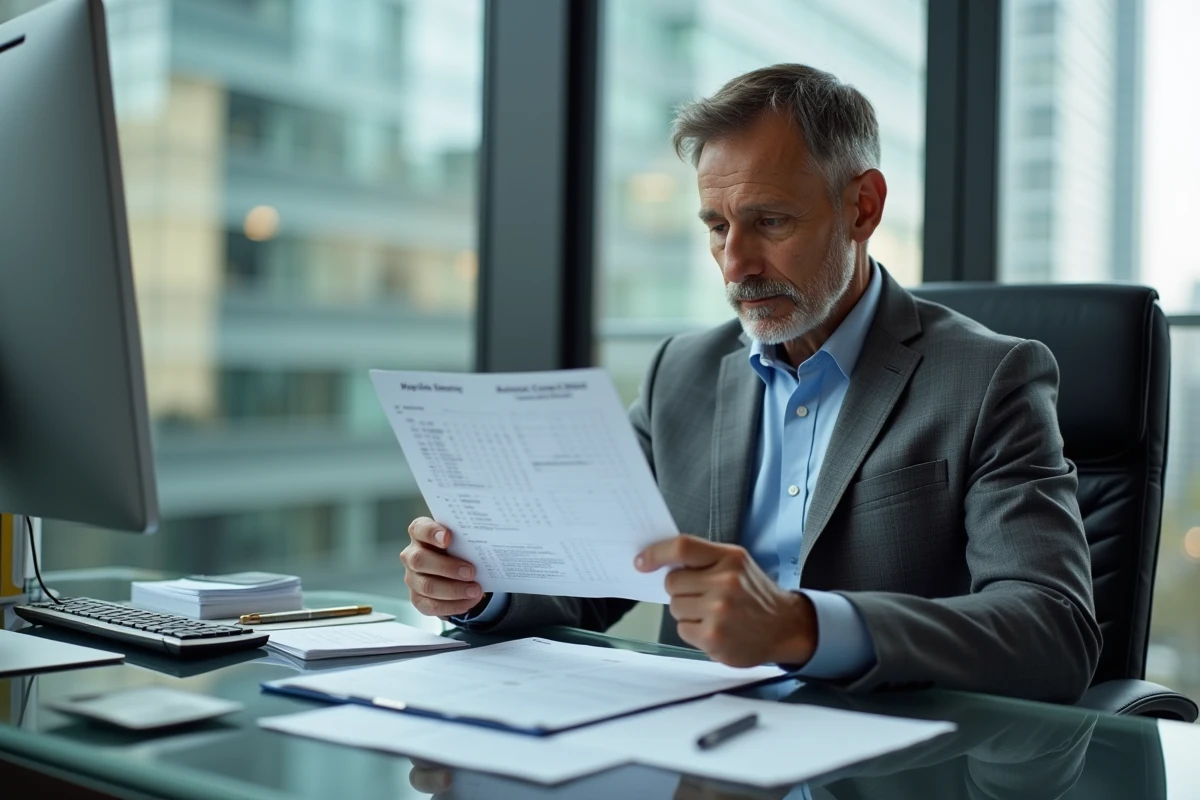 Homme d affaires regardant un calendrier au bureau