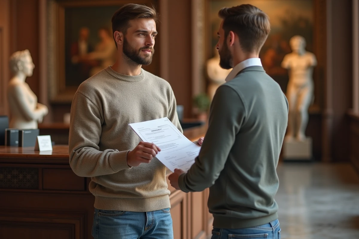 Jeune homme présentant son certificat à l