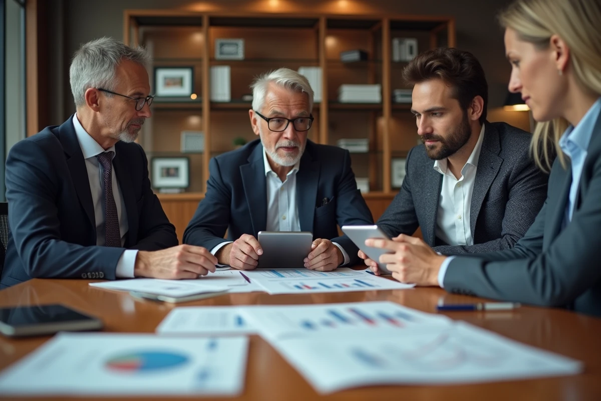 Groupe de collègues discutant autour d une table de réunion